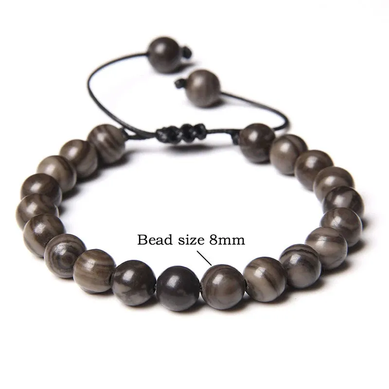 Garnets Stone Beads Bracelets Fashion Adjustable Braided Rope Bracelets Bangles Men Women Yoga Healing Balance Bracelets Jewelry