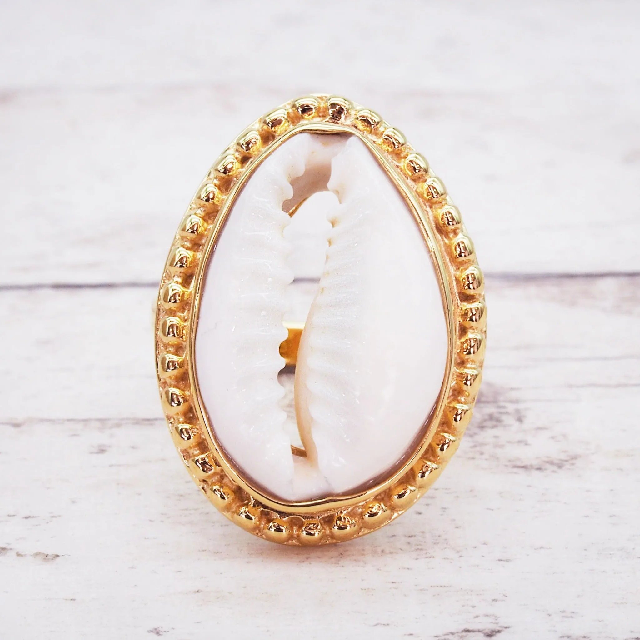 Gold Cowrie Shell Ring