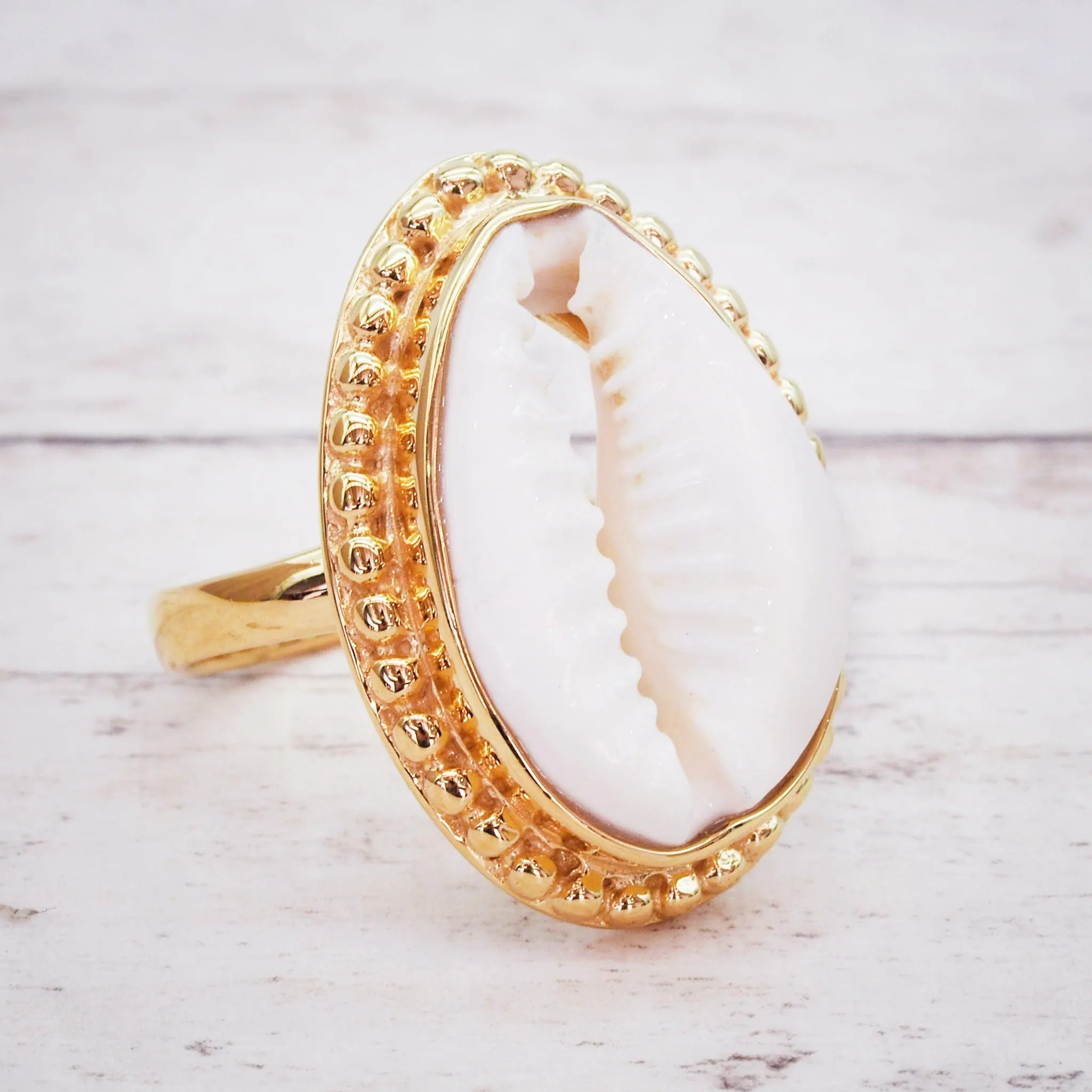 Gold Cowrie Shell Ring