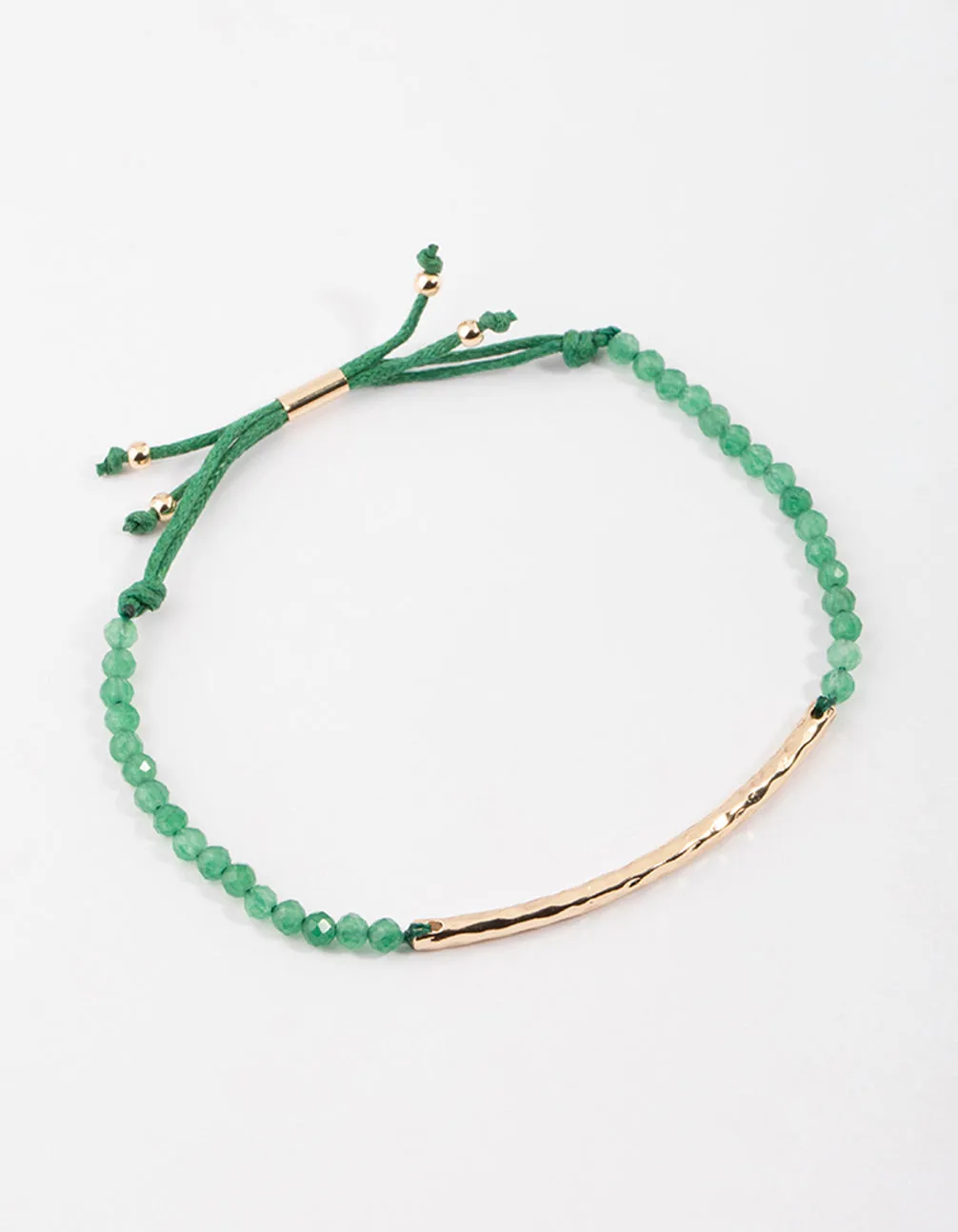 Gold Green Aventurine Facet Beaded Toggle Bracelet