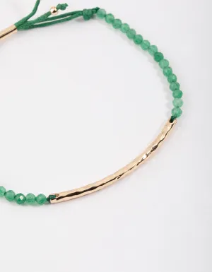 Gold Green Aventurine Facet Beaded Toggle Bracelet