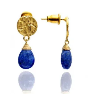 Gold Plated Lapis Lazuli Drop Earrings