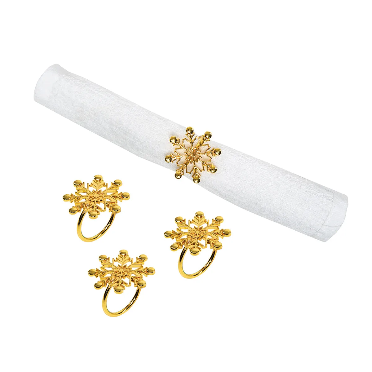 Gold Winter Snowflake Napkin Ring, Set of 4