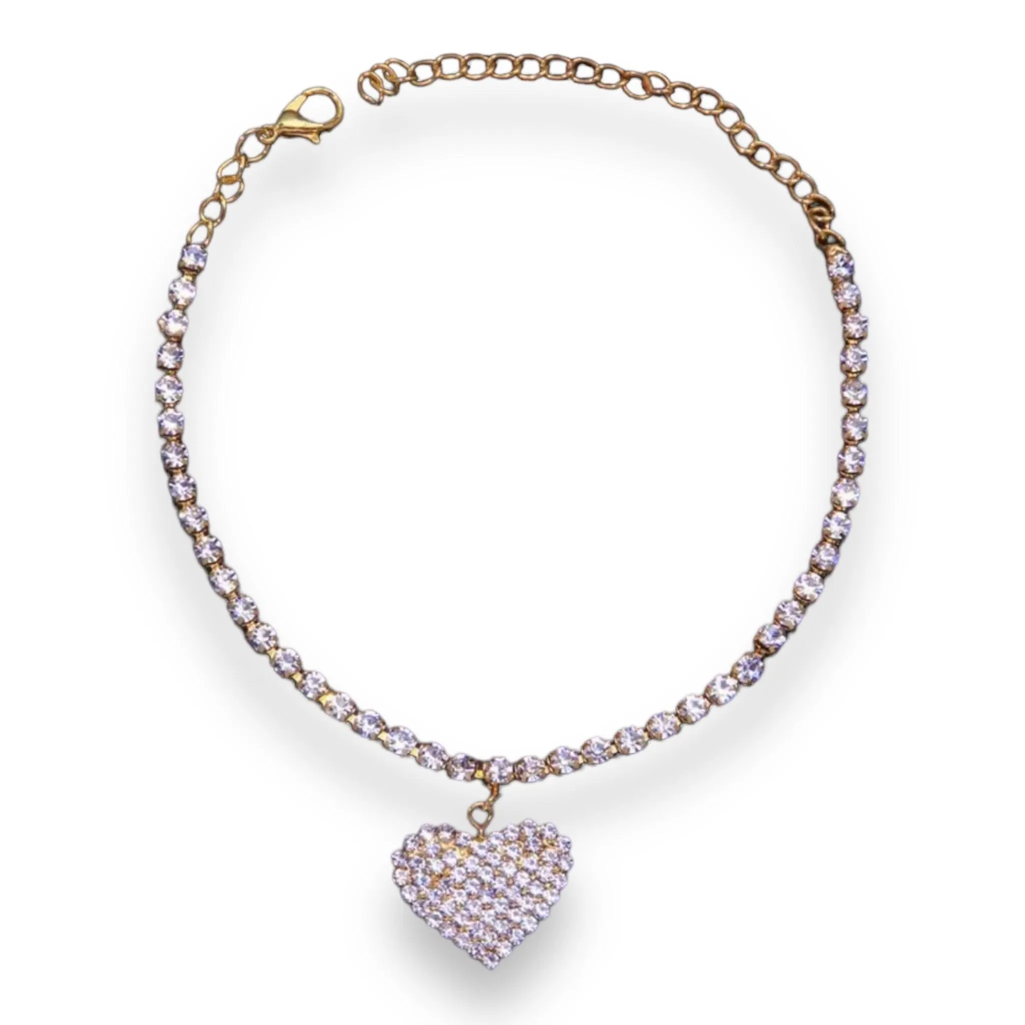 Golden Crystal Heart Anklet