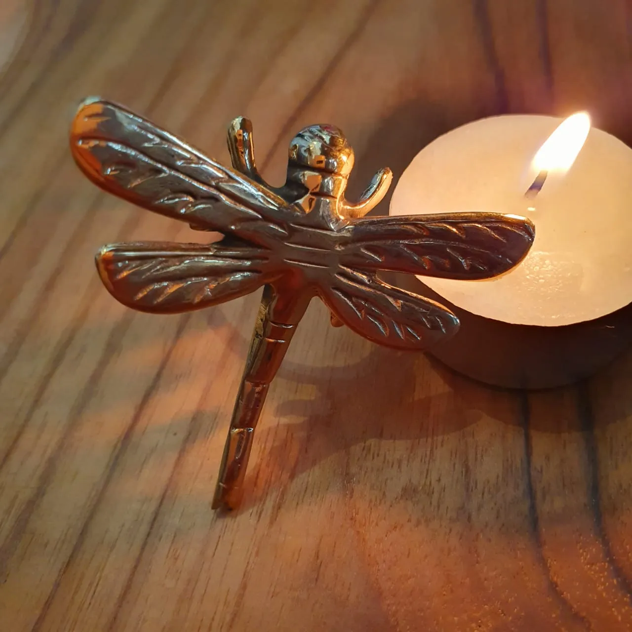 Golden Dragonfly Brass Napkin Rings