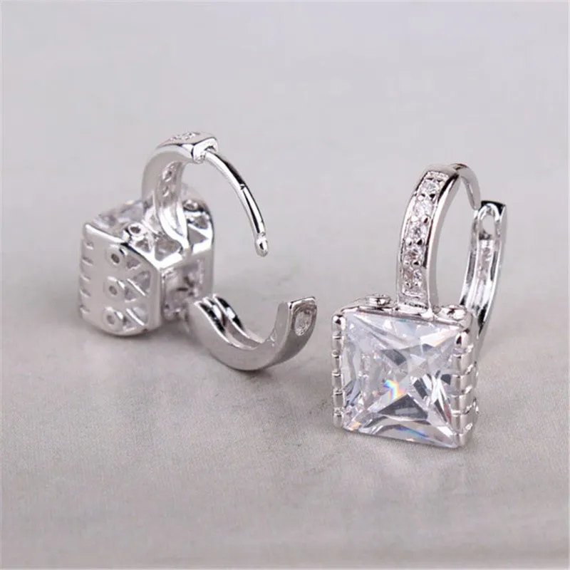 Good Quality Jewelry Earrings for Womens New Shiny Rhinestone Gem Hoop Earing Ladies Wedding Jewellery Earrings