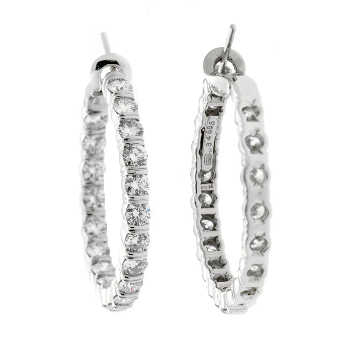 Harry Winston 5.46 Ct Diamond Platinum Hoop Earrings