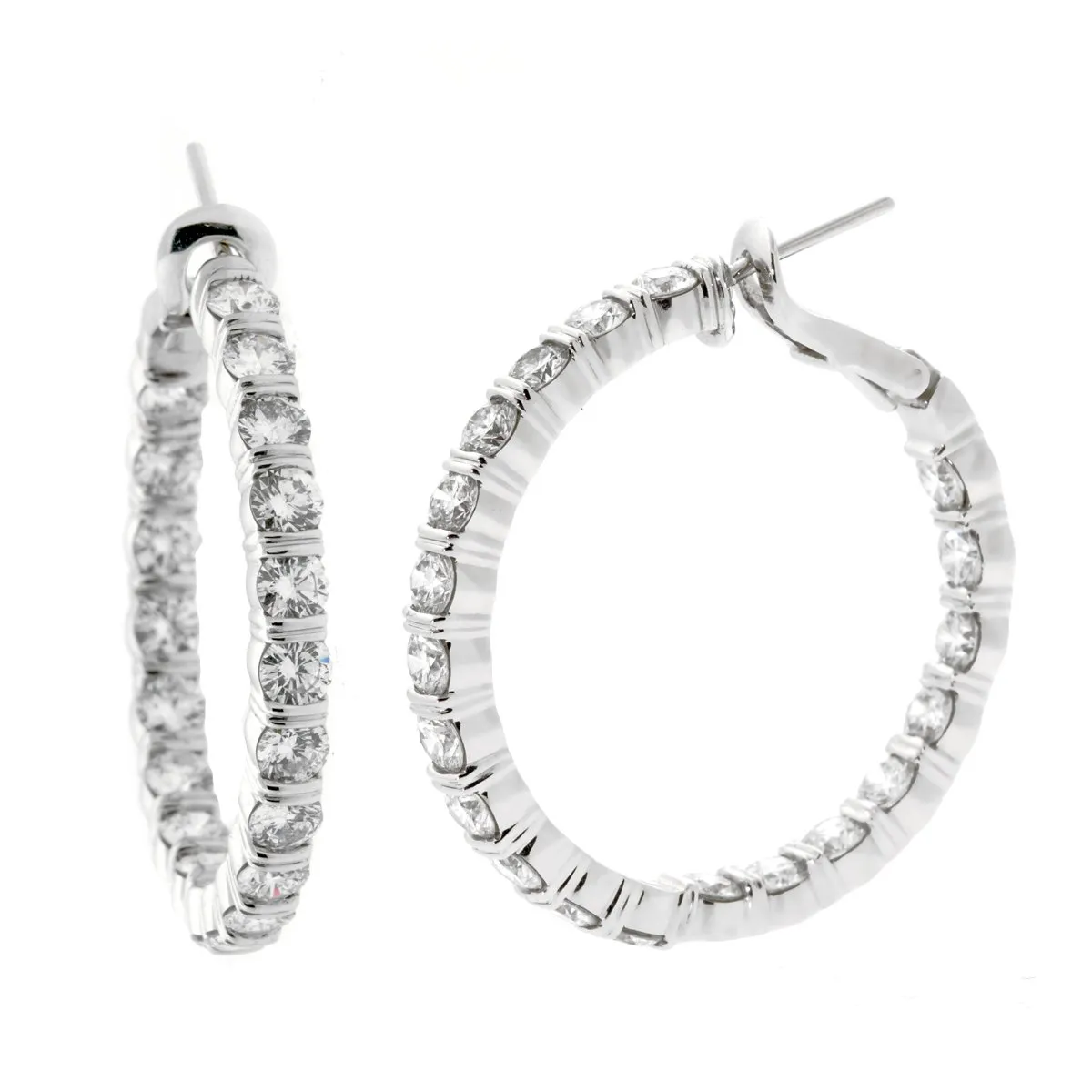 Harry Winston 5.46 Ct Diamond Platinum Hoop Earrings