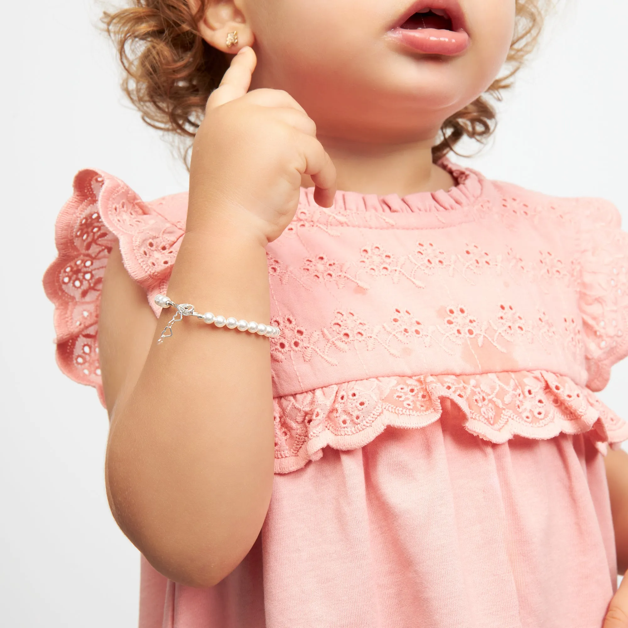 Infant Baby Girl Elegant Bracelet with White Pearls