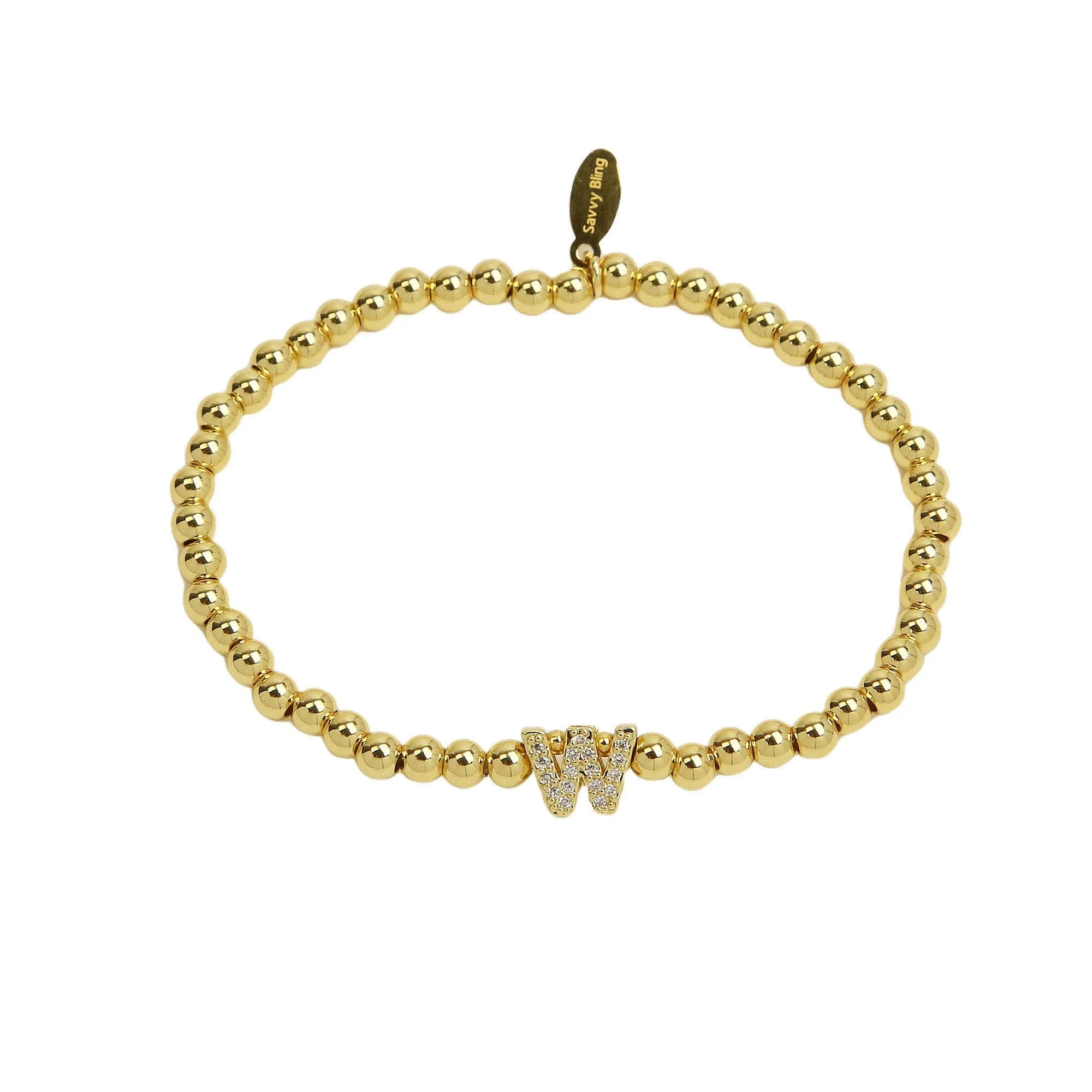 Initial Semi Precious Stone Bracelet Gold Filled