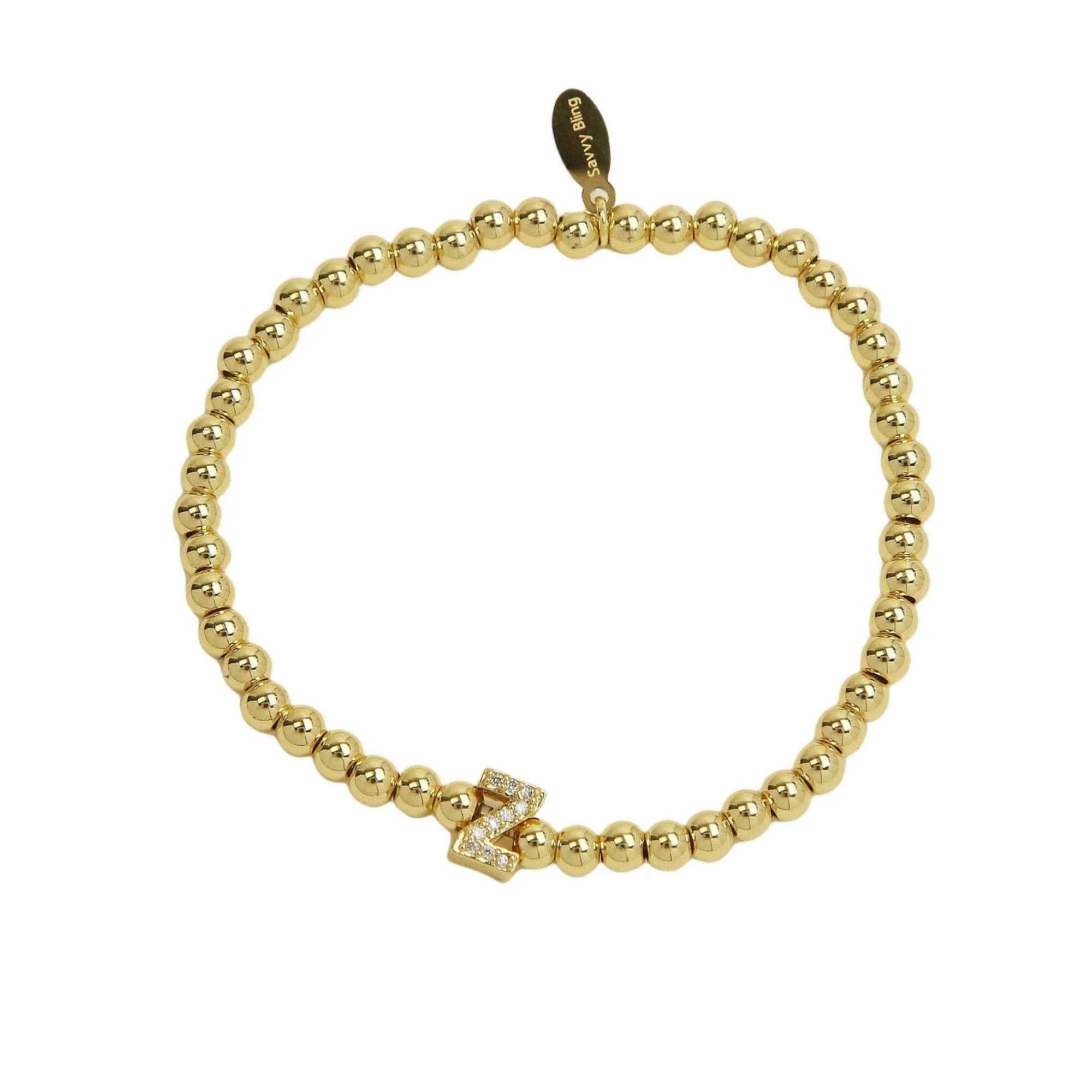 Initial Semi Precious Stone Bracelet Gold Filled