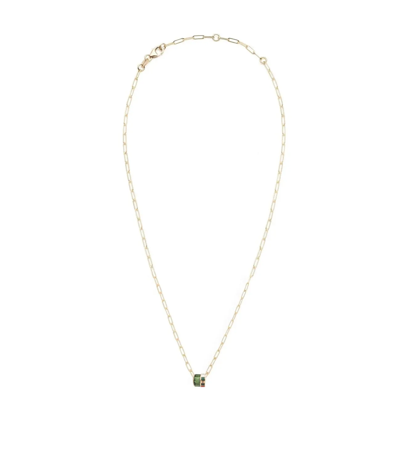 Internal Compass & Baguette Tsavorite : Heart Beat Super Fine Clip Chain Necklace