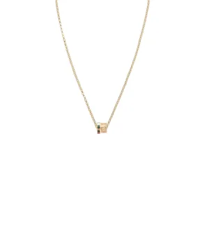 Internal Compass & Pave Diamond Initial : Heart Beat Fine Belcher Chain Necklace