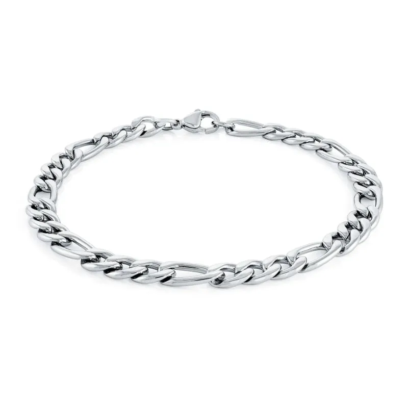 Italgem Steel S.Steel 6Mm Figaro Polished 8.5''-Bracelet