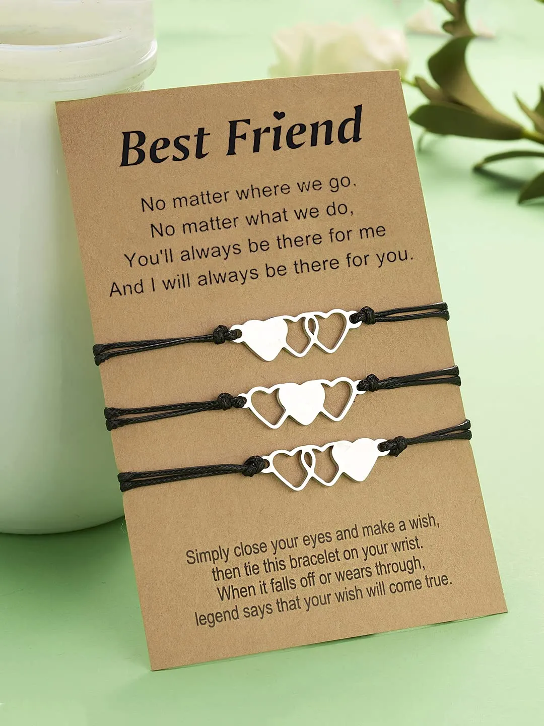 Kairangi Bracelet for Women & Girls Fashion Silver Friendship Bracelets for Women Girls | 3 Pcs Heart Shaped Best Friends Bracelets Set |Gift for Best Friend Friendship Bff Bracelets