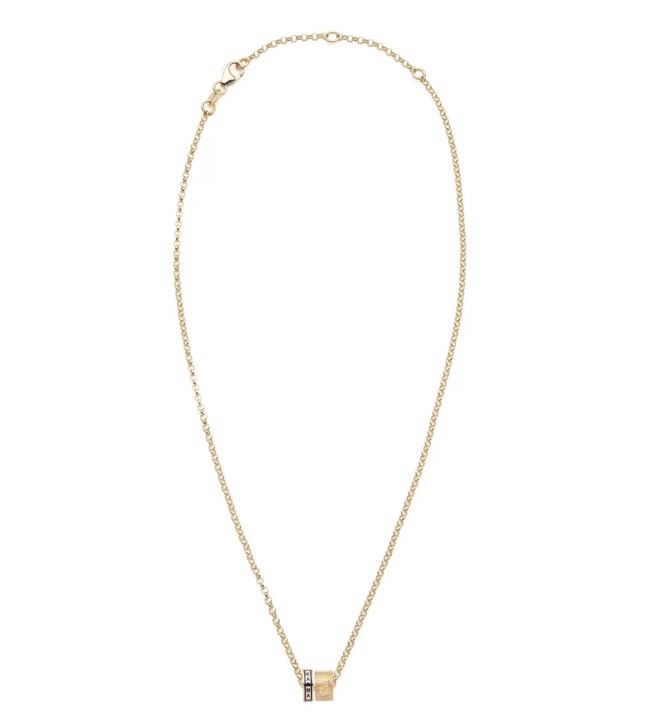 Karma & Pave Diamond Initial : Heart Beat Fine Belcher Chain Necklace