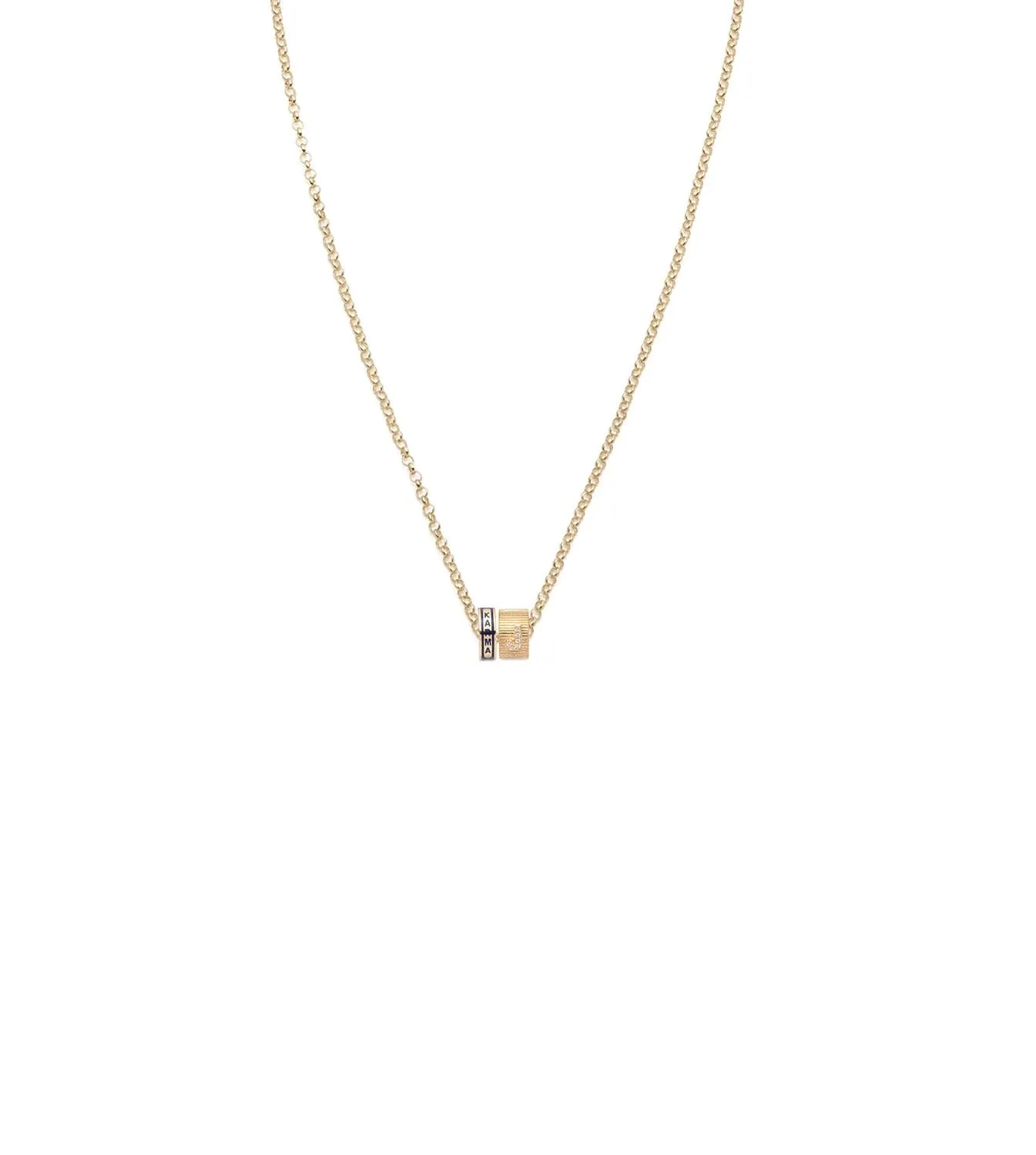 Karma & Pave Diamond Initial : Heart Beat Fine Belcher Chain Necklace