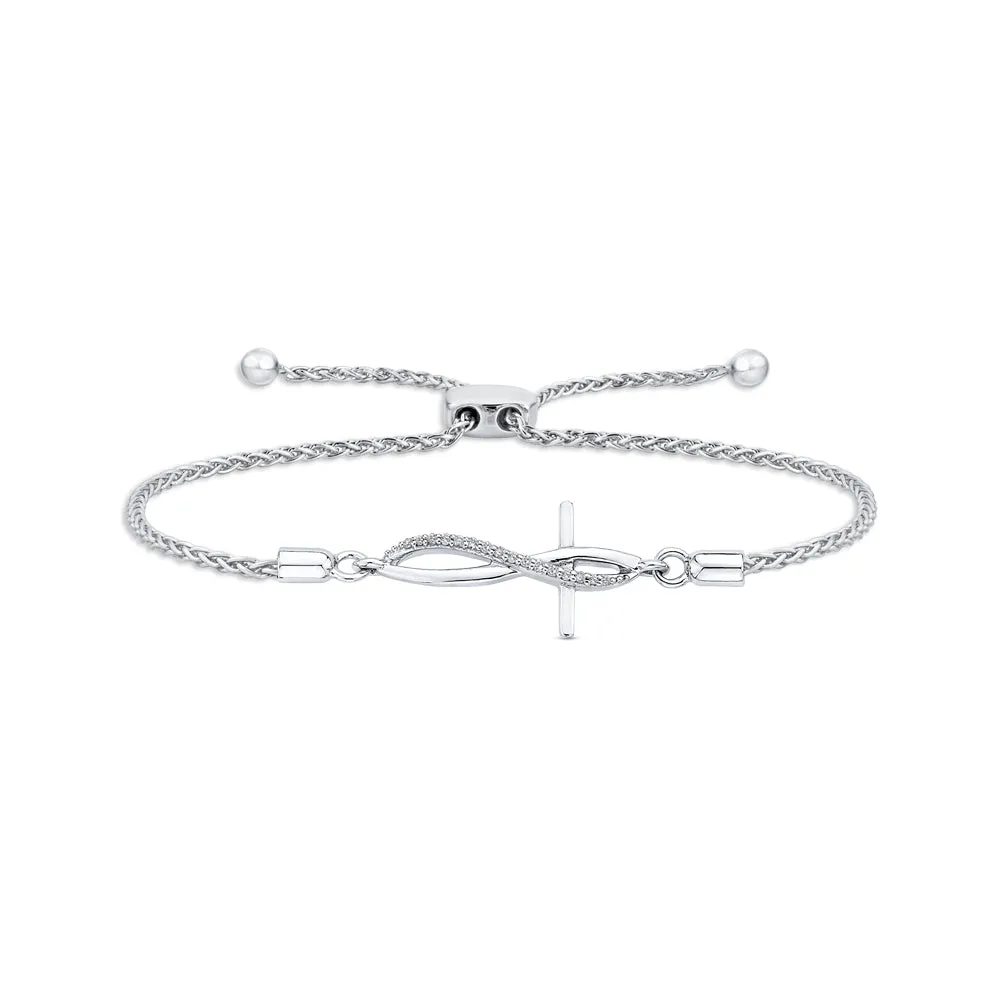 KATARINA Diamond Cross and Infinity Bracelet (1/20 cttw)