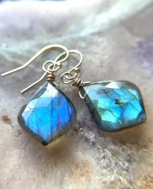 Labradorite Earrings Gold or Silver Dangle Drop Style Boho Bride