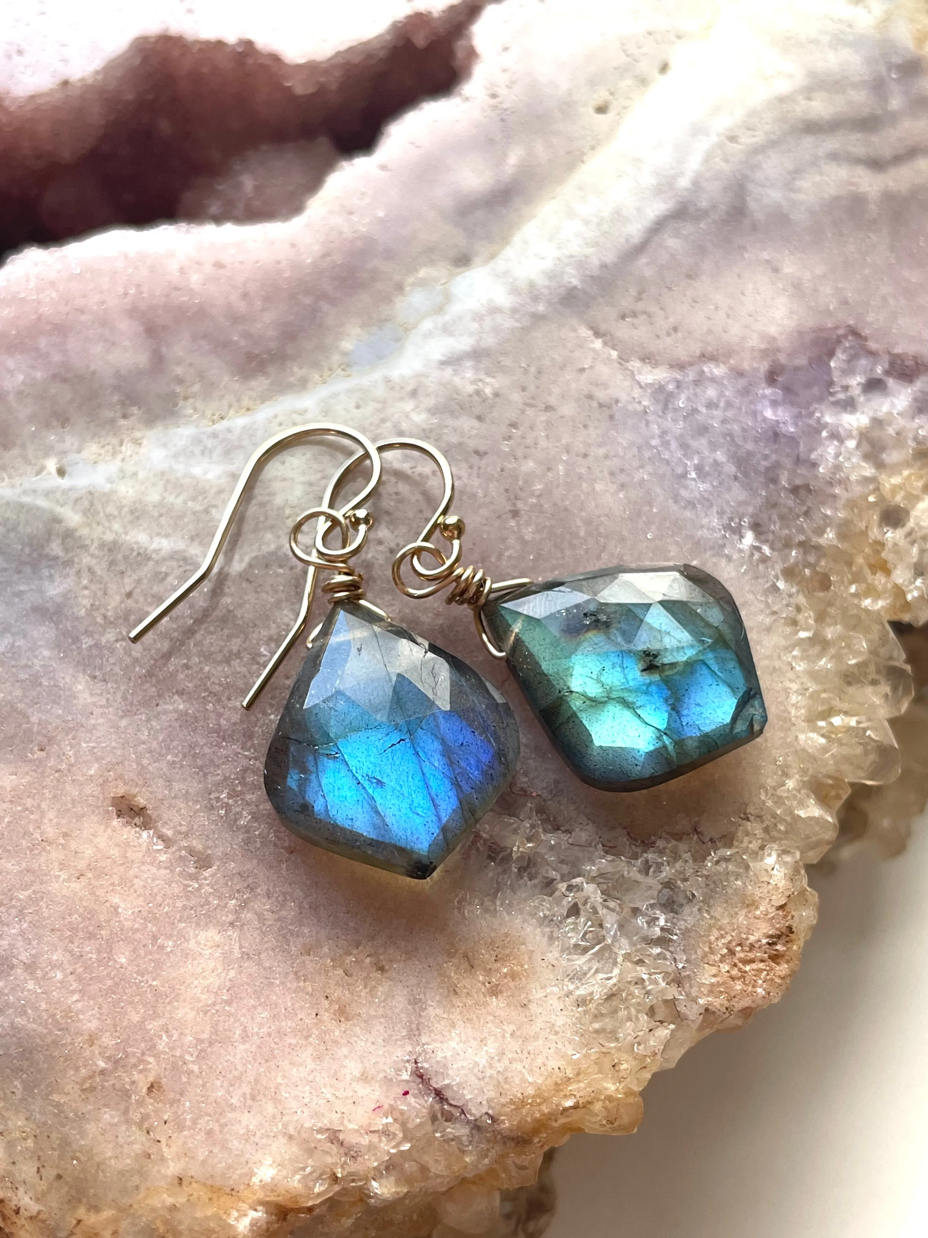 Labradorite Earrings Gold or Silver Dangle Drop Style Boho Bride