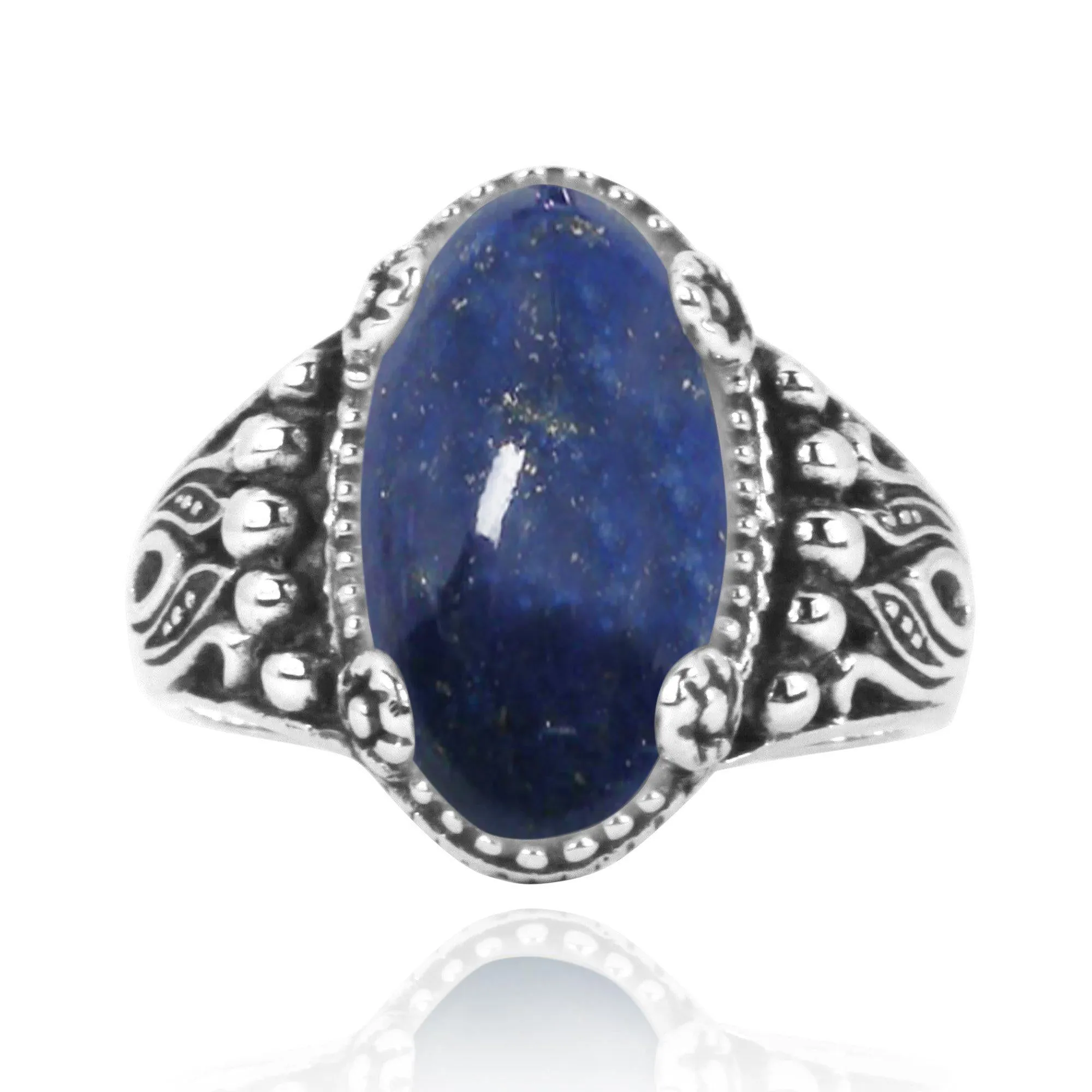 Lapis Lazuli Oxidized Silver Gemstone Ring