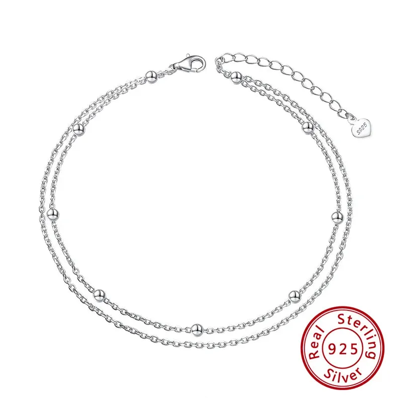 Layered Satellite & Cable Chain Anklets, 2mm (14k Gold Plated | 925 Sterling Silver)