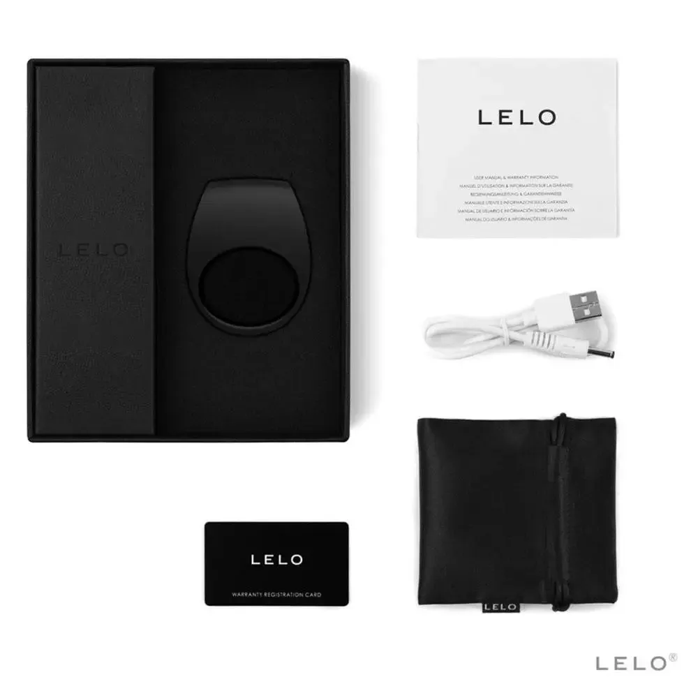 Lelo Stretchy Silicone Black Rechargeable Vibrating Cock Rings with 6-speeds