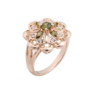 Luxurious cluster flower cz Rose Gold rings