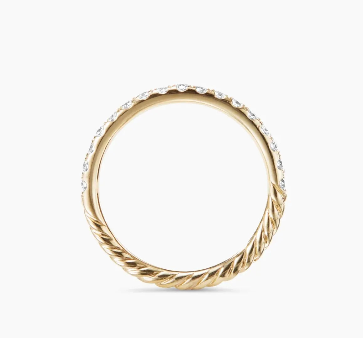 Luxurious Gold Twisted Cable Ring with Diamonds