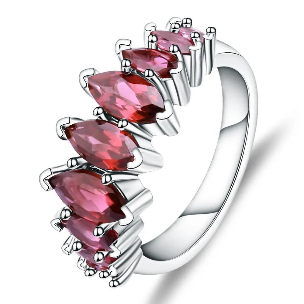 Luxurious Natural Rose Pomegranate Ring for Women with S925 Silver