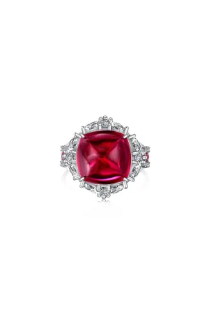 Luxurious Sugar Tower Ruby Engagement Ring