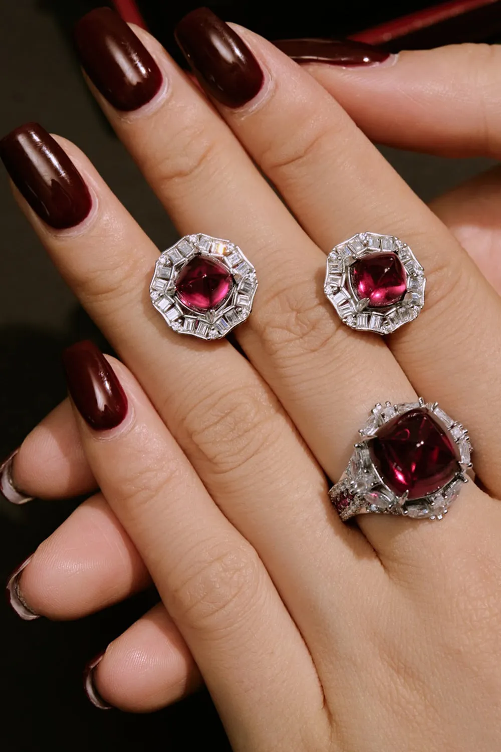 Luxurious Sugar Tower Ruby Engagement Ring