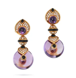 Marina B amethyst diamond onyx Pneu drop Night & Day earrings