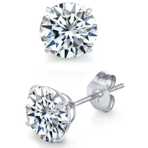 Metal Masters Round Brilliant-cut Moissanite Stud Earrings 18K White Gold over Silver Butterfly Pushback