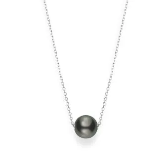 Mikimoto Black South Sea Cultured Single Pearl Pendant in 18K White Gold