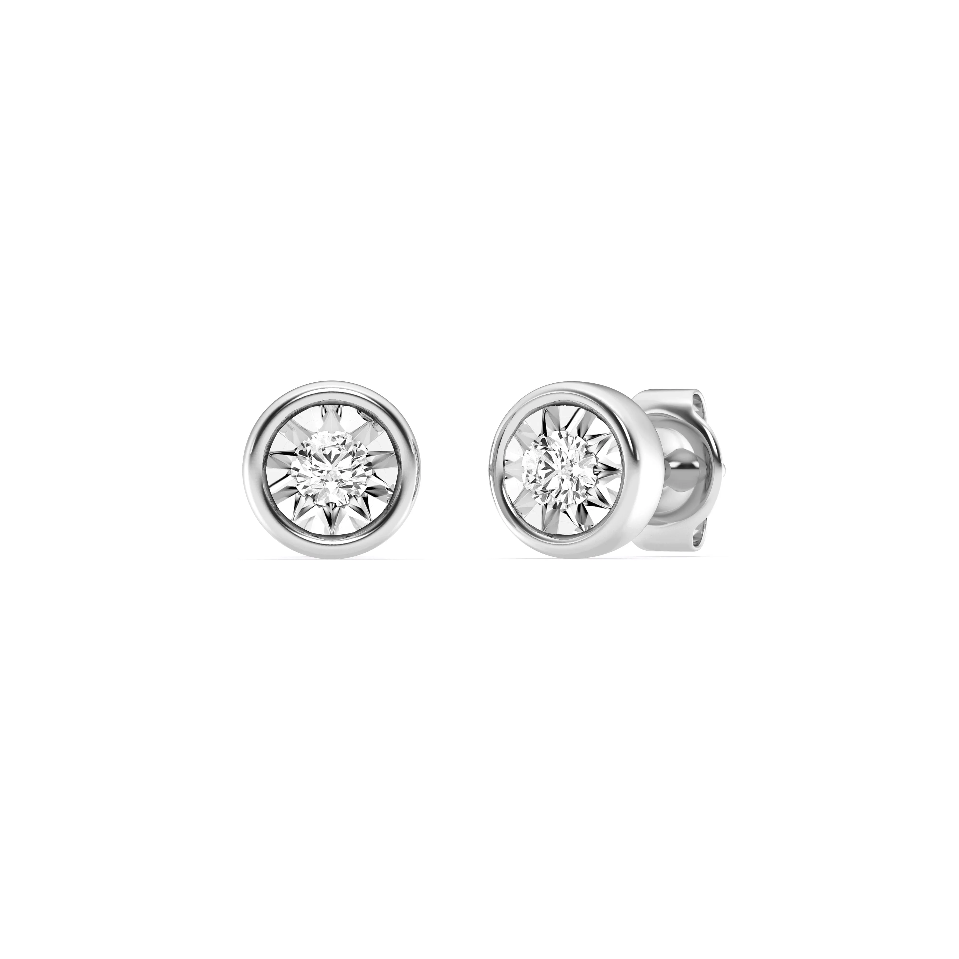 Mirage Stud Earrings with 1/2ct of Laboratory Grown Diamonds in Sterling Silver and Platinum