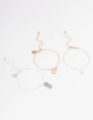 Mixed Semi-Precious Stone & Freshwater Pearl Bracelet Pack