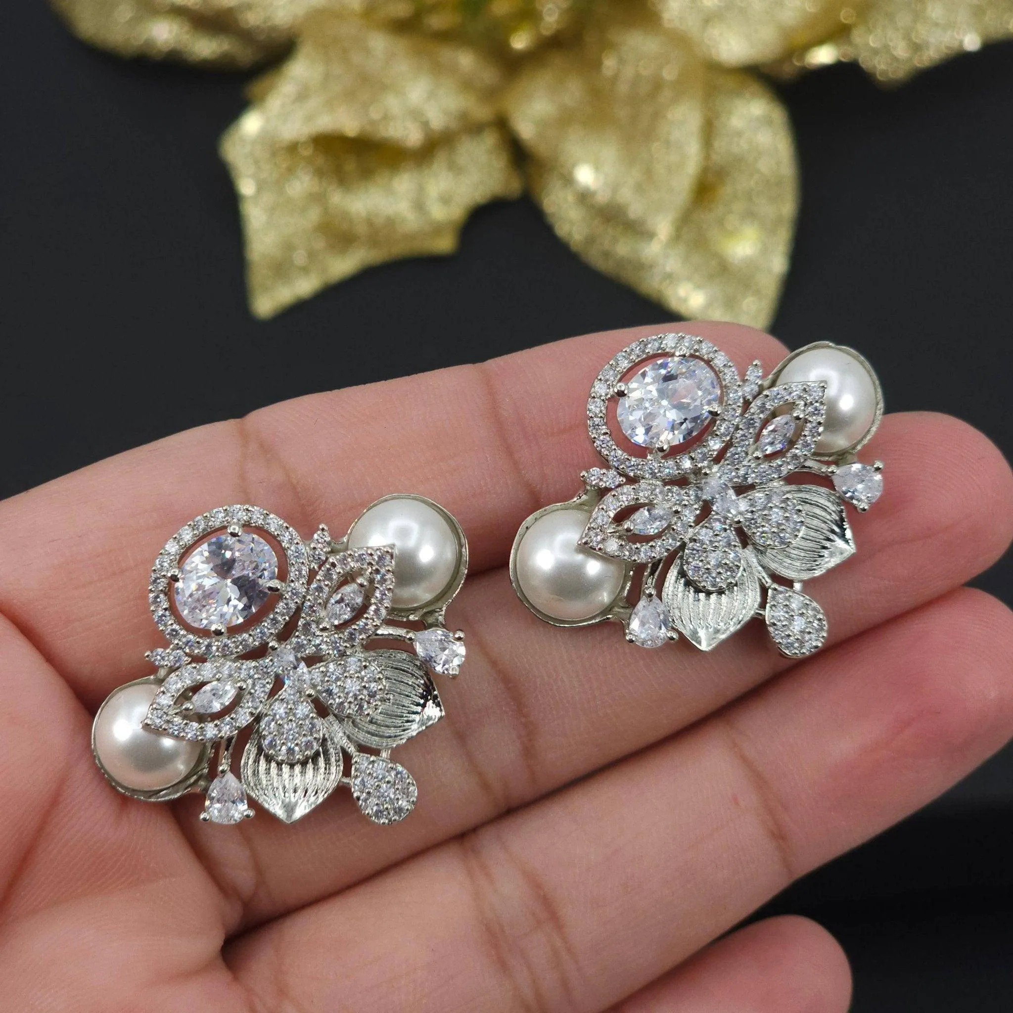 Mogra - American Diamond Stud Earrings