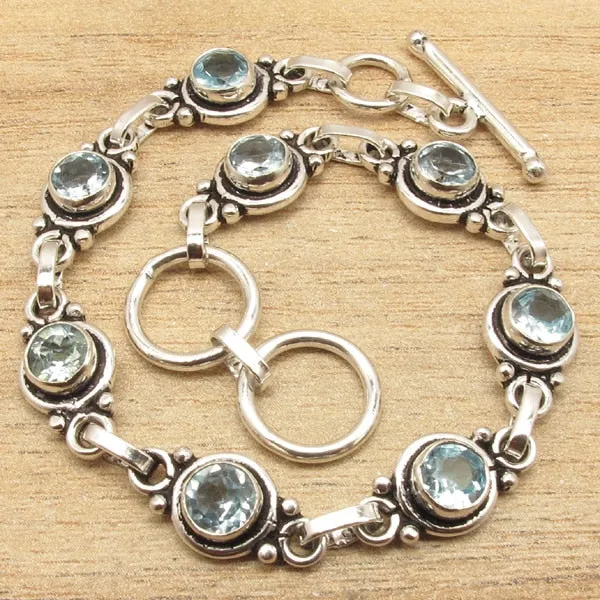 Natural LABRADORITE Silver Plated Bracelet 7 3/4 " 8 Gem Jewelry