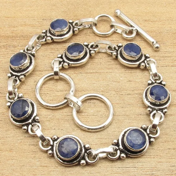 Natural LABRADORITE Silver Plated Bracelet 7 3/4 " 8 Gem Jewelry