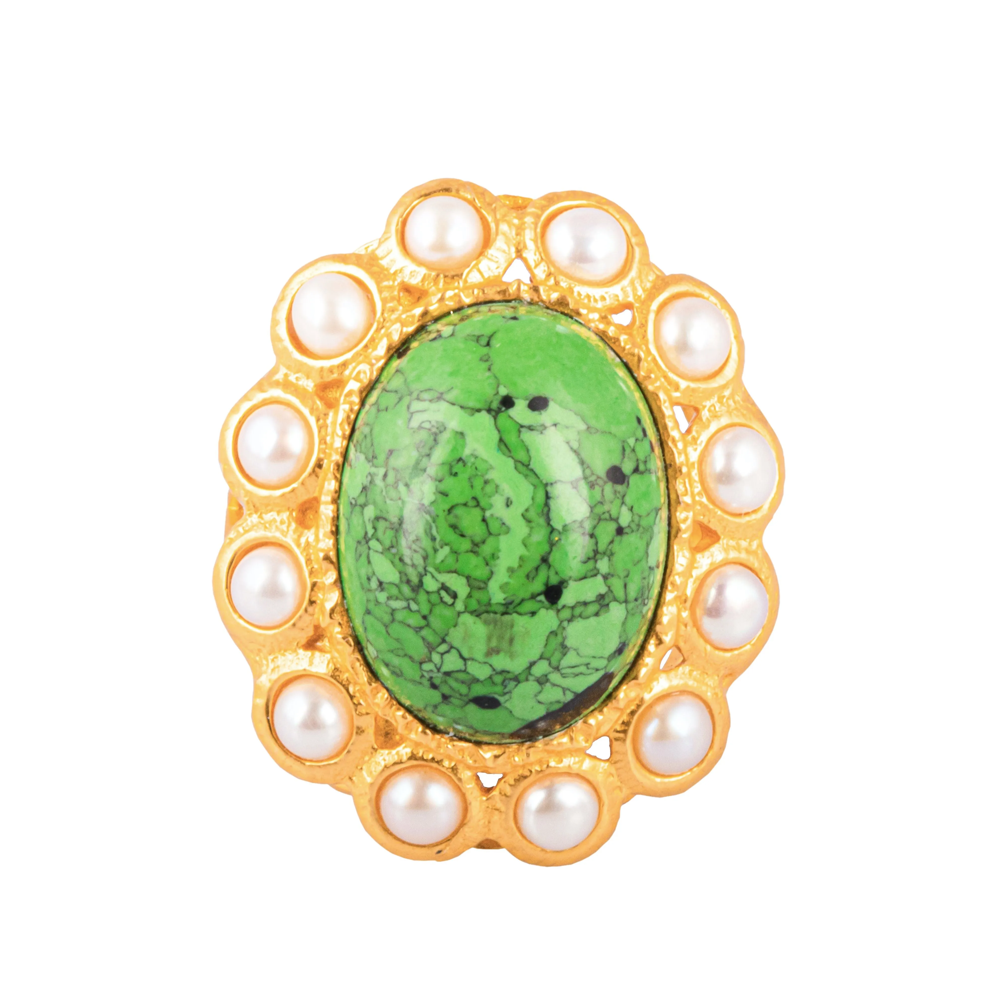 Oceana Ring Green Turquoise/Pearl