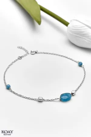 Oval Blue Stone Anklet