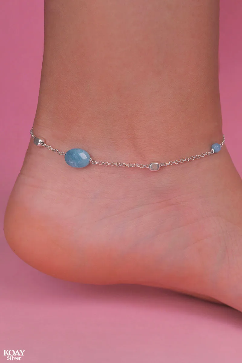 Oval Blue Stone Anklet