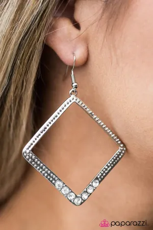 Paparazzi Earring ~ Eat My GLITTER Dust - White