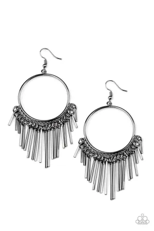 Paparazzi Earring ~ SOL Food - Black