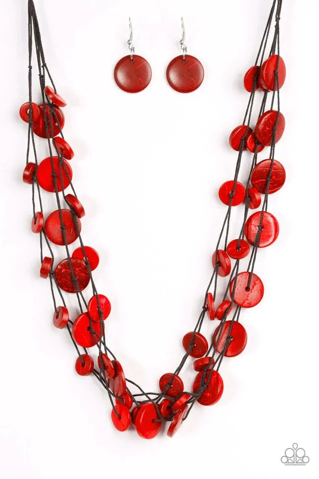 Paparazzi Necklace ~ Bermuda Beach House - Red