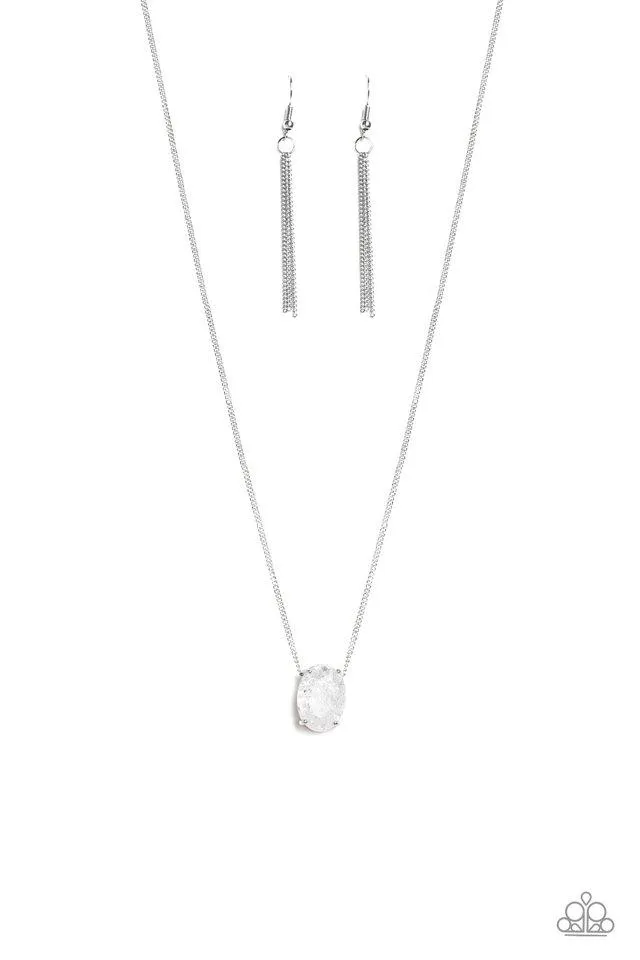 Paparazzi Necklace ~ Extra Ice - White