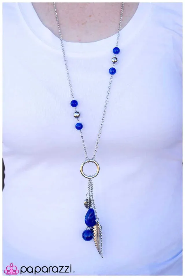 Paparazzi Necklace ~ Hanging By a Moment - Blue