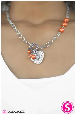 Paparazzi Necklace ~ Heart of the Matter - Orange