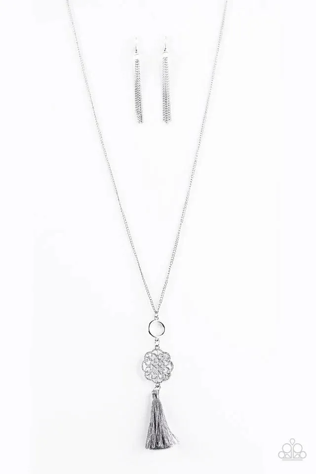 Paparazzi Necklace ~ Lotus Lounge - Silver